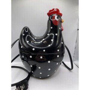Scentsy HOKEY POKEY Black Polka Dot Rooster Wax Warmer Ceramic  RETIRED